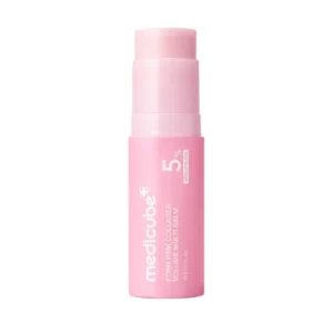Front view of a bright pink stick applicator for Medicube PDRN Pink Collagen Volume Multi Balm with 5% Volufiline.
